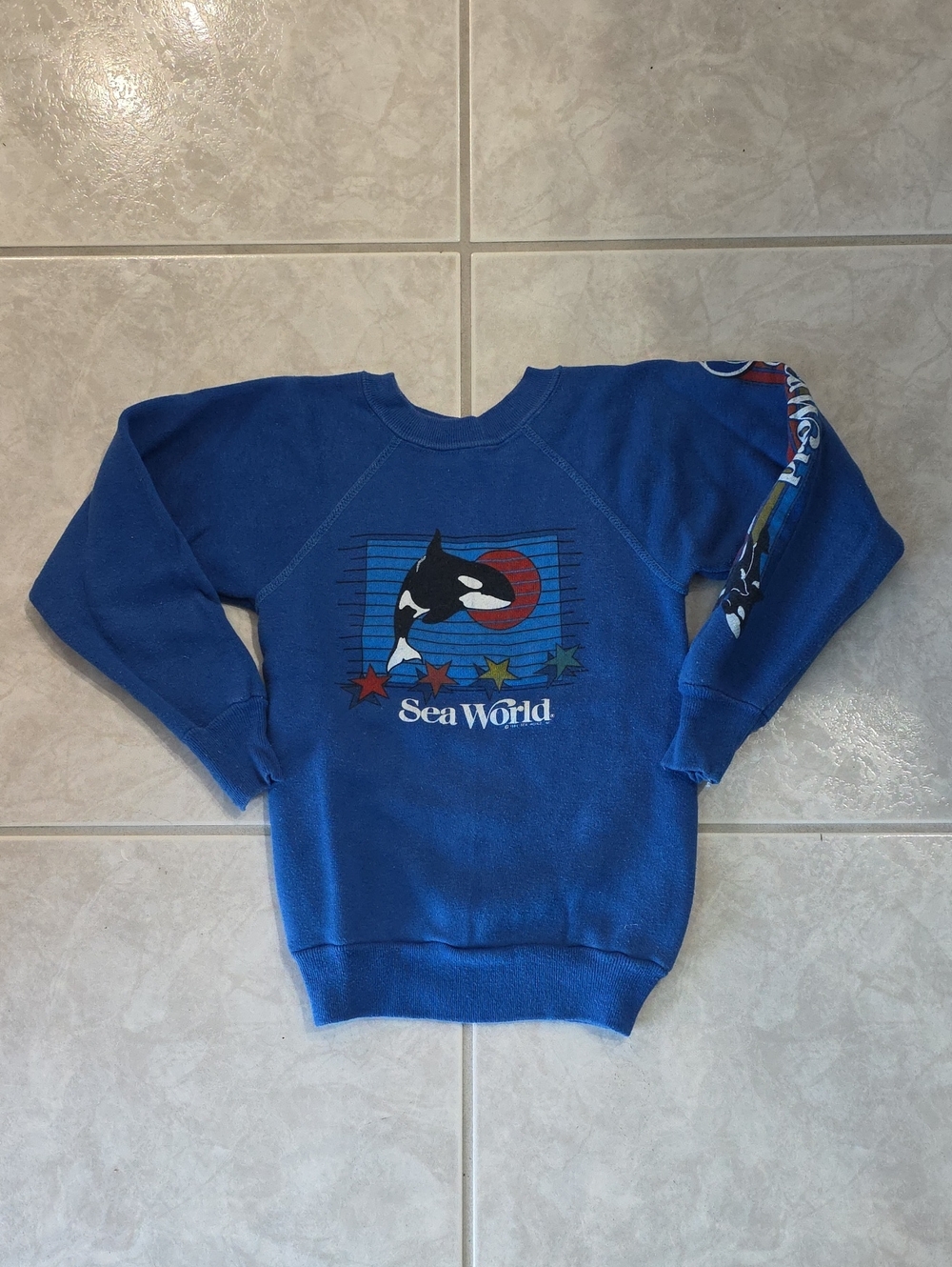 Kids Blue Sweatshirt with Sea World Orca